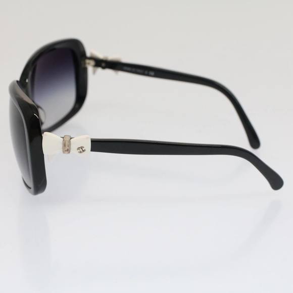 CHANEL Ribbon Sunglasses Plastic Black White CC Auth 53404 - Picture 4 of 16